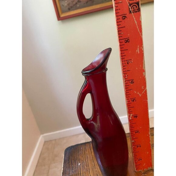 Antique Royal Ruby Glass Anchor Hocking Vinegar Oil Pitcher - Picture 4 of 4